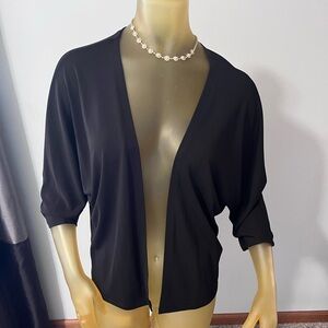 Jones New York Lightweight Spring/Summer Elegant Black Open-Front Cardigan